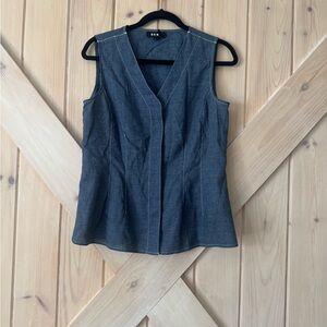 DKNY Linen Blend Sleeveless Top | Peplum Fit | Size Small